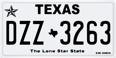 TX license plate DZZ3263