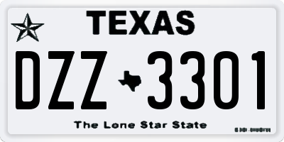 TX license plate DZZ3301