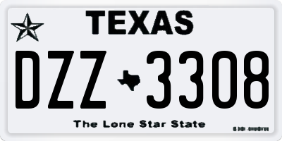 TX license plate DZZ3308