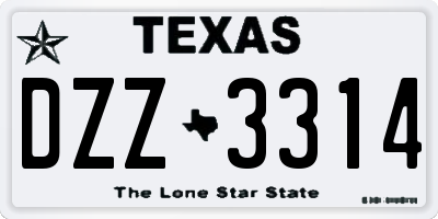 TX license plate DZZ3314