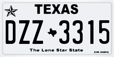 TX license plate DZZ3315