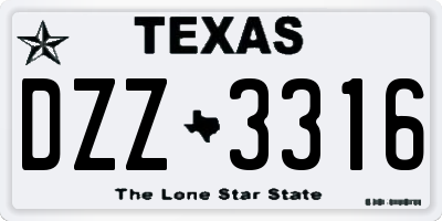 TX license plate DZZ3316