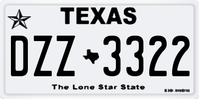 TX license plate DZZ3322