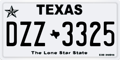 TX license plate DZZ3325