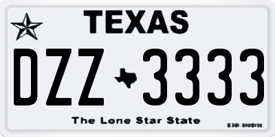 TX license plate DZZ3333