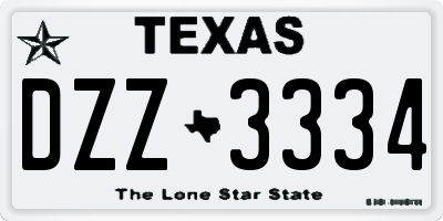 TX license plate DZZ3334