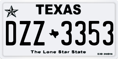 TX license plate DZZ3353