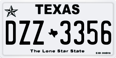 TX license plate DZZ3356