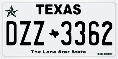 TX license plate DZZ3362