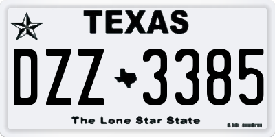 TX license plate DZZ3385