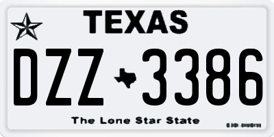 TX license plate DZZ3386