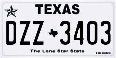 TX license plate DZZ3403
