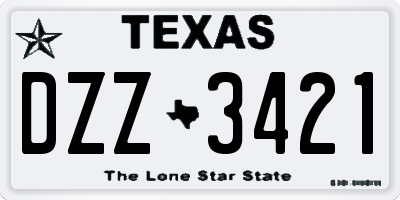 TX license plate DZZ3421