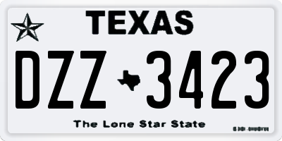 TX license plate DZZ3423