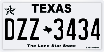 TX license plate DZZ3434