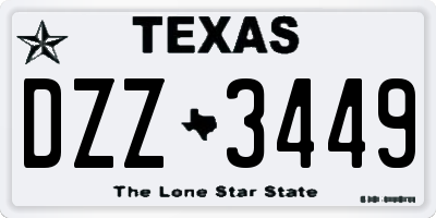 TX license plate DZZ3449