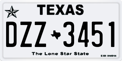 TX license plate DZZ3451