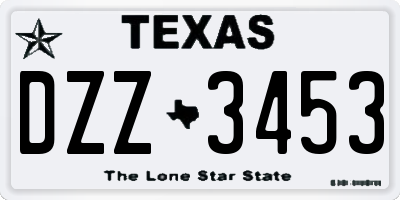 TX license plate DZZ3453