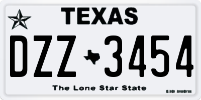 TX license plate DZZ3454