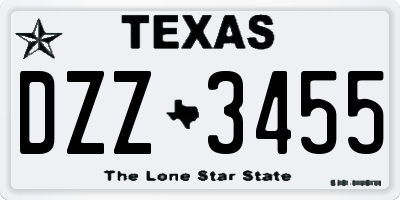 TX license plate DZZ3455