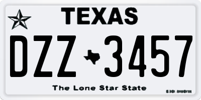 TX license plate DZZ3457