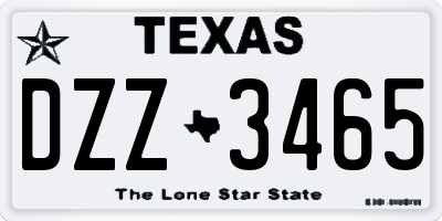 TX license plate DZZ3465