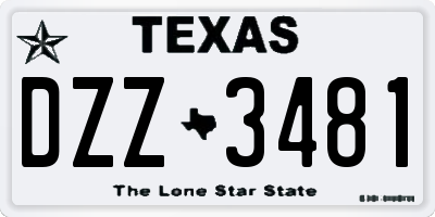 TX license plate DZZ3481