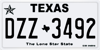 TX license plate DZZ3492