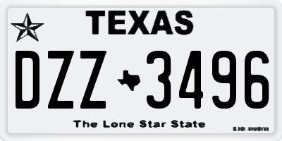 TX license plate DZZ3496