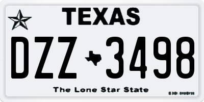 TX license plate DZZ3498