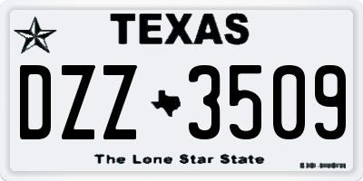 TX license plate DZZ3509