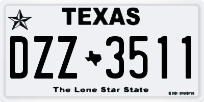 TX license plate DZZ3511