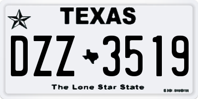 TX license plate DZZ3519