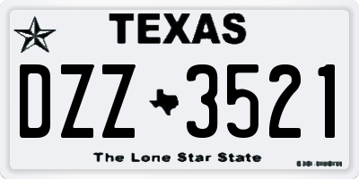 TX license plate DZZ3521