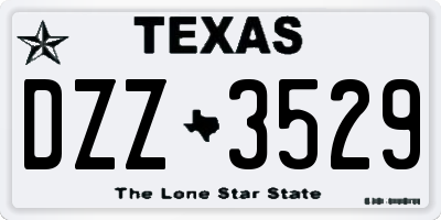 TX license plate DZZ3529