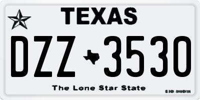 TX license plate DZZ3530