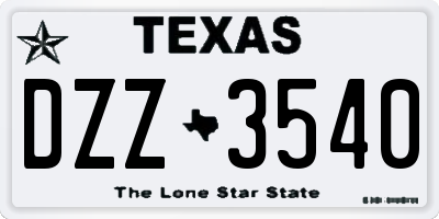 TX license plate DZZ3540