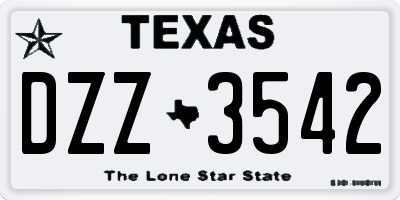 TX license plate DZZ3542