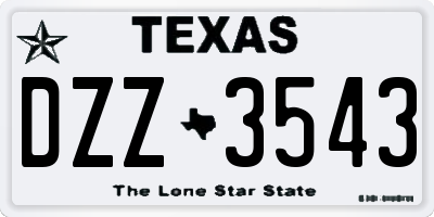 TX license plate DZZ3543