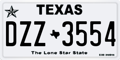 TX license plate DZZ3554