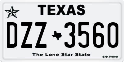 TX license plate DZZ3560