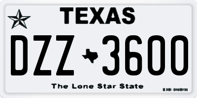 TX license plate DZZ3600