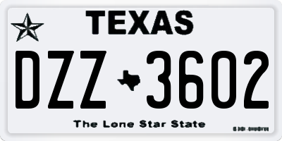 TX license plate DZZ3602