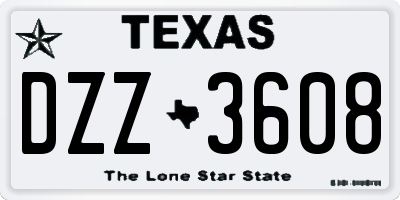 TX license plate DZZ3608