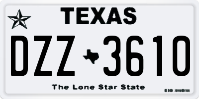 TX license plate DZZ3610