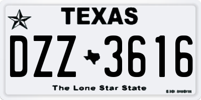 TX license plate DZZ3616