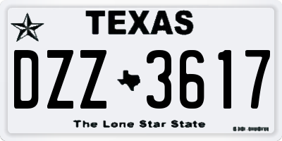 TX license plate DZZ3617