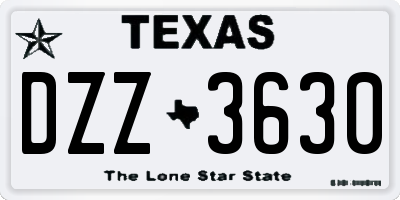 TX license plate DZZ3630