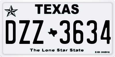 TX license plate DZZ3634