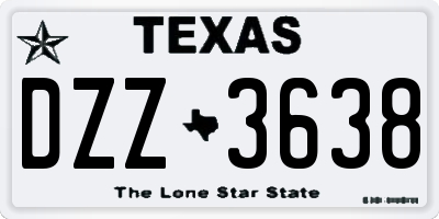 TX license plate DZZ3638